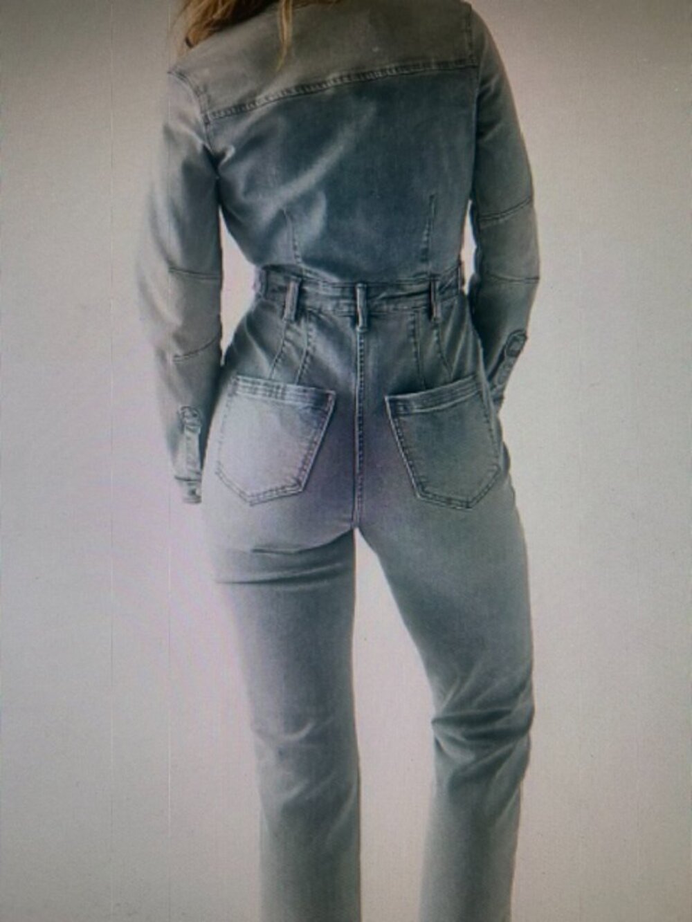 We The Free FP CRVY Fitted Washed Denim Button  Scandalous Coverall Jumpsuit NEW - Picture 2 of 16